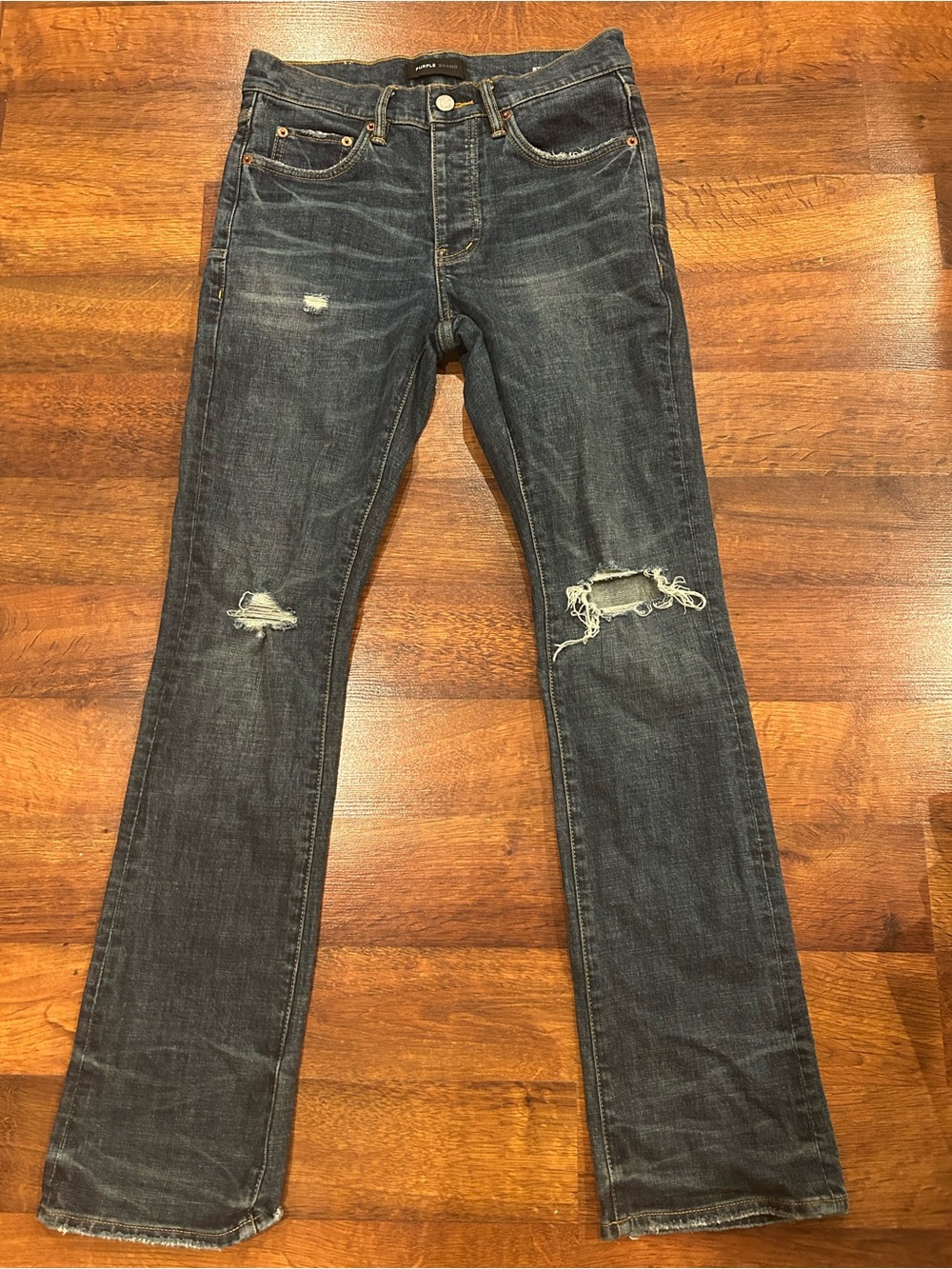 Purple Brand Jeans P004 Flare Distressed Dark Wash 31” Waist